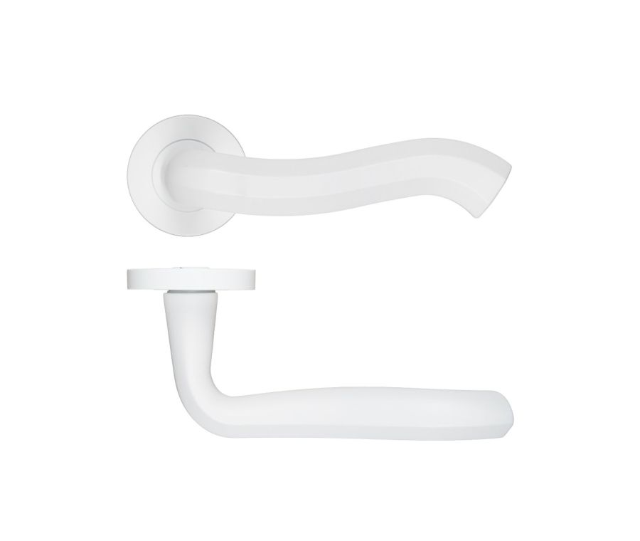 Matt White Rococo Lever on Round Rose | RM190PCW