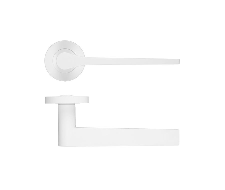 Matt White Gio Lever on Round Rose | RM210PCW
