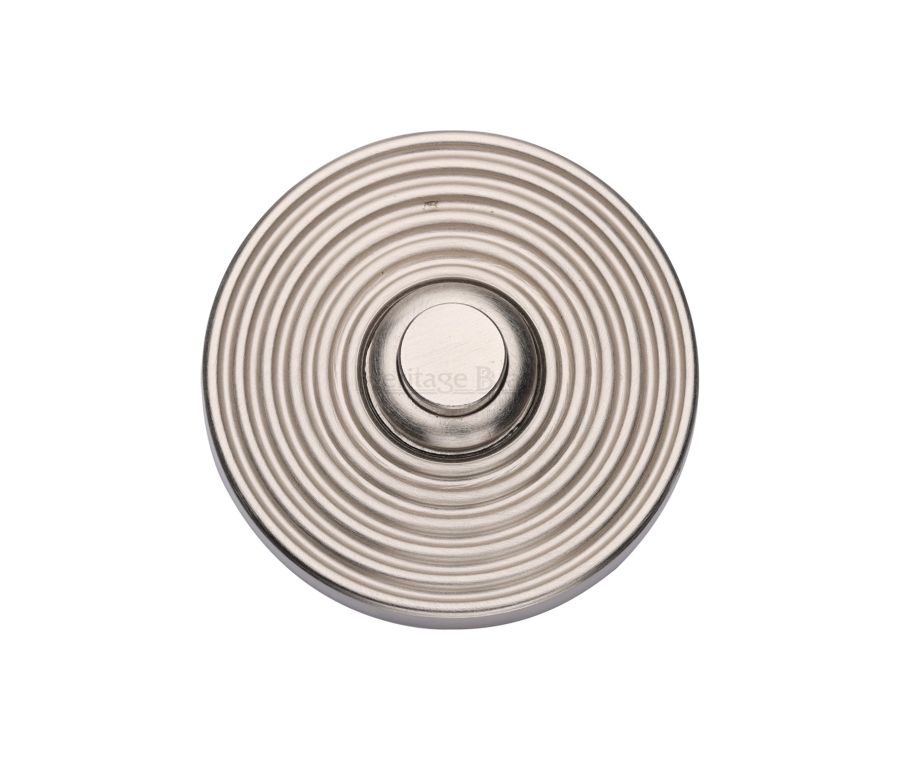 Heritage Brass Satin Nickel Reeded Bell Push