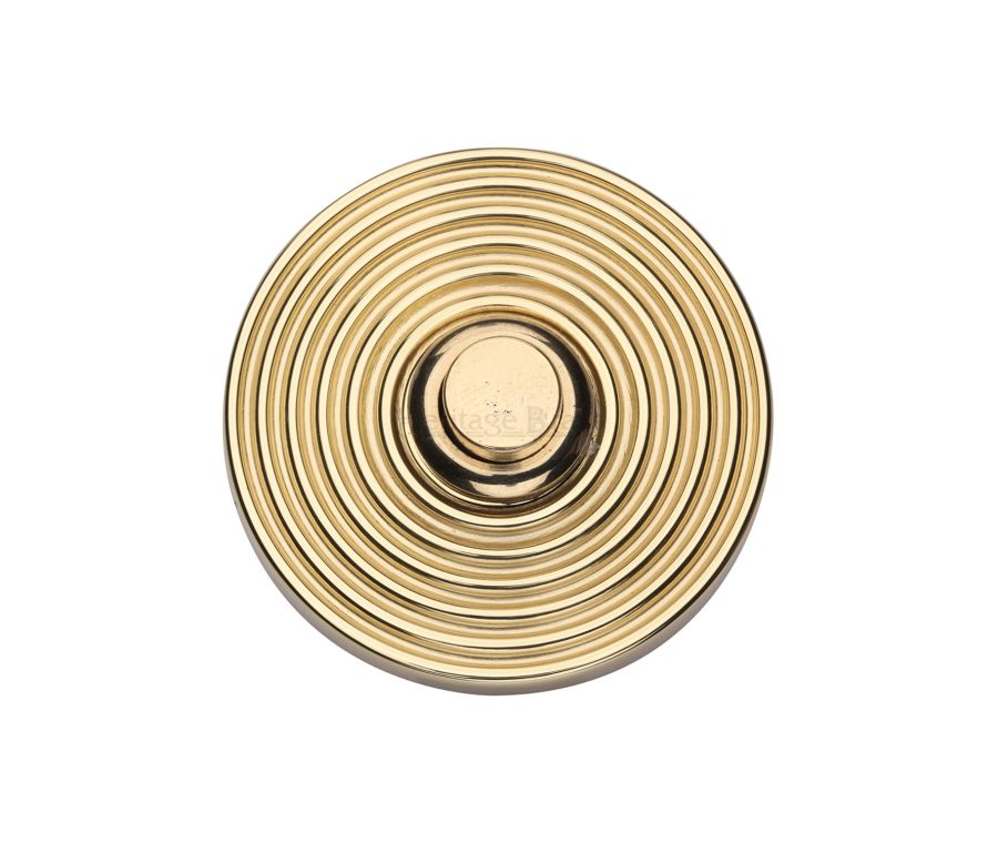 Heritage Brass Unlacquered Brass Reeded Bell Push