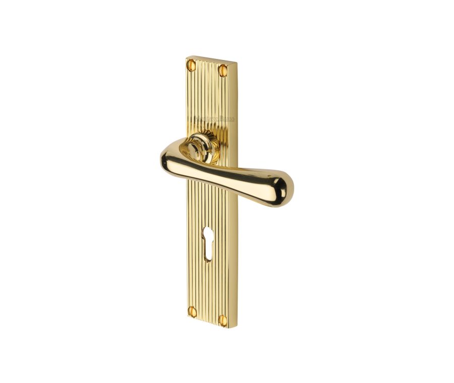 Heritage Brass Satin Nickel Charlbury Reeded Door Handle on Plate - Euro Profile
