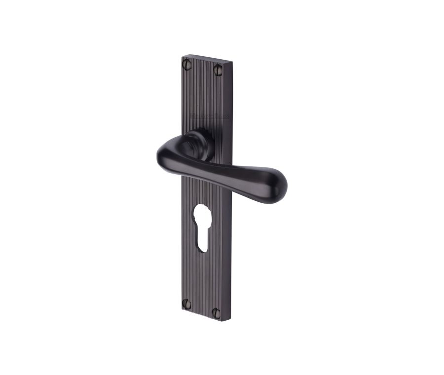 Heritage Brass Polished Chrome Charlbury Door Handle on Plate - Lever Lock