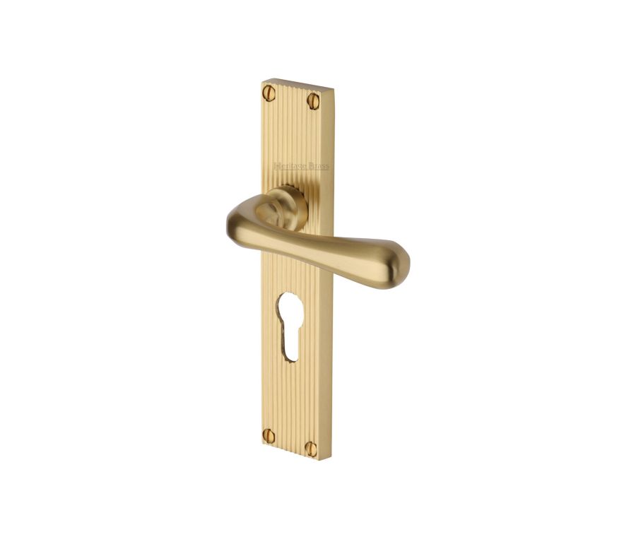 Heritage Brass Polished Chrome Charlbury Door Handle on Plate - Bathroom Set