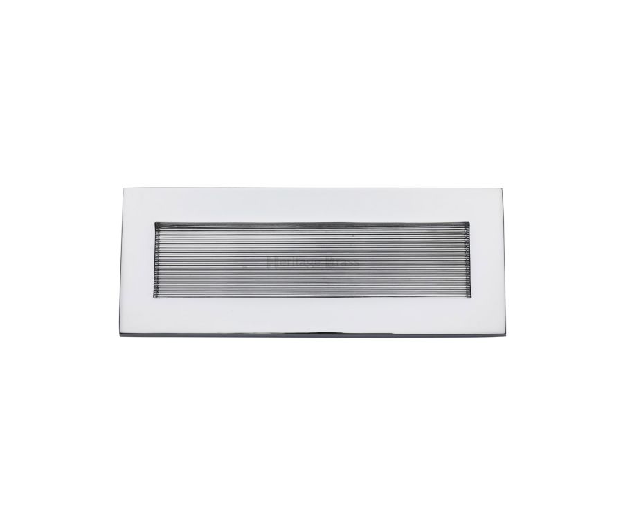 Heritage Brass Polished Chrome Reeded Letterplate - 254 x 101mm