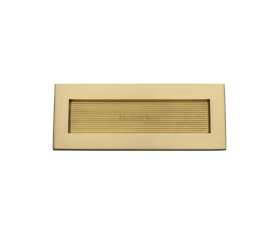 Heritage Brass Satin Brass Reeded Letterplate - 254 x 101mm