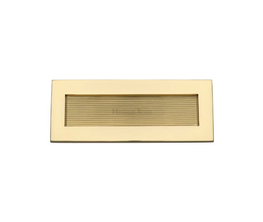 Heritage Brass Unlacquered Brass Reeded Letterplate - 254 x 101mm