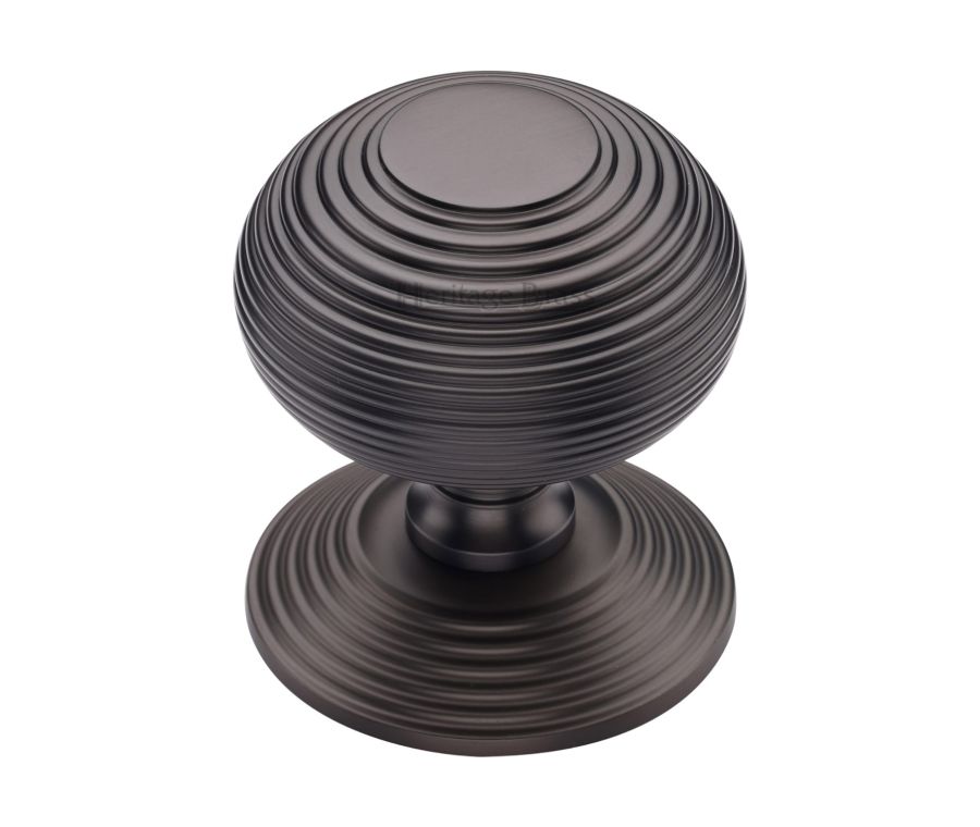 Heritage Brass Matt Bronze Reeded Centre Door Knob - 76mm