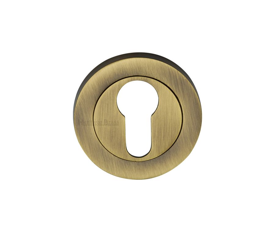 Antique Brass Euro Profile Cylinder Escutcheon Round - RS2004