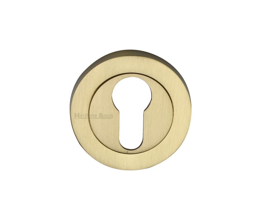 Satin Brass Euro Profile Cylinder Escutcheon Round - RS2004