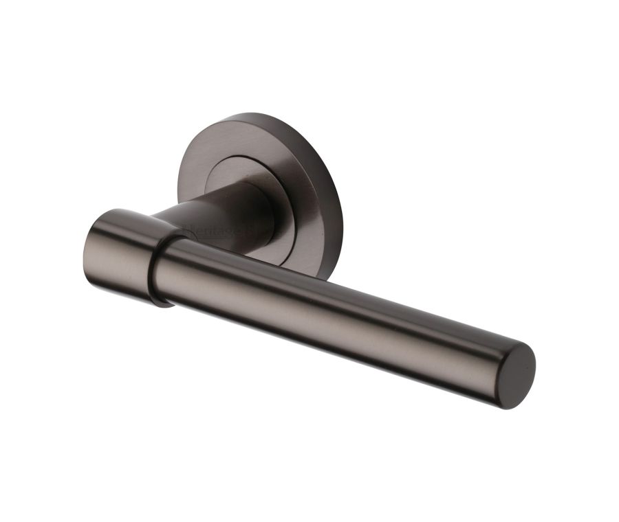 Matt Bronze Phoenix Door Handle on Round Rose