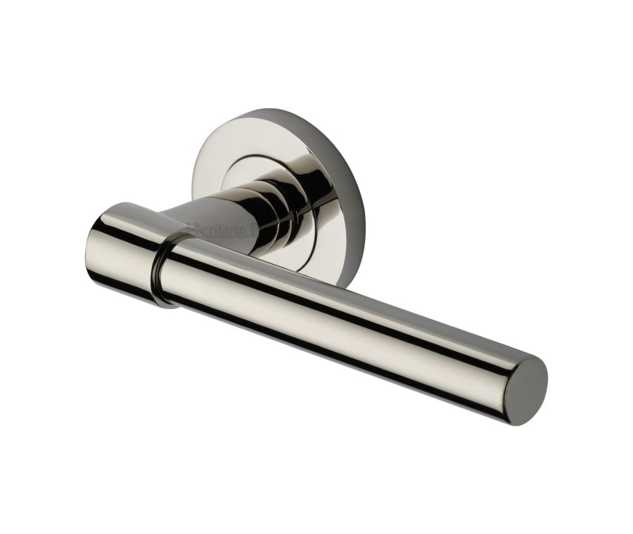Polished Nickel Finish Phoenix Door Handle on Round Rose