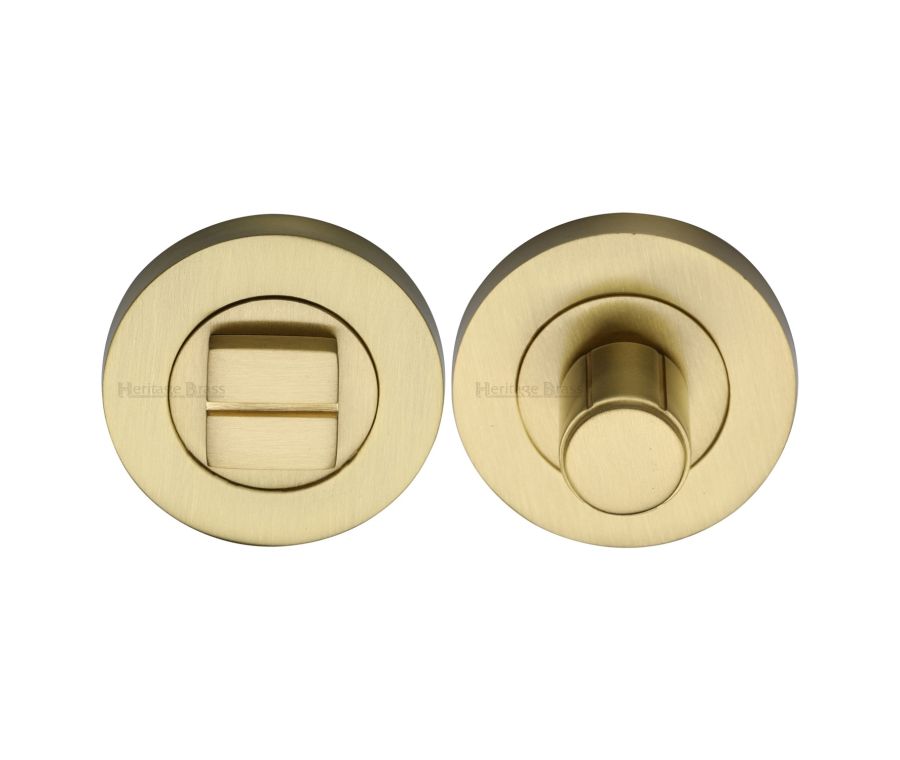 Satin Brass Round Bathroom Turn & Release - RS2030