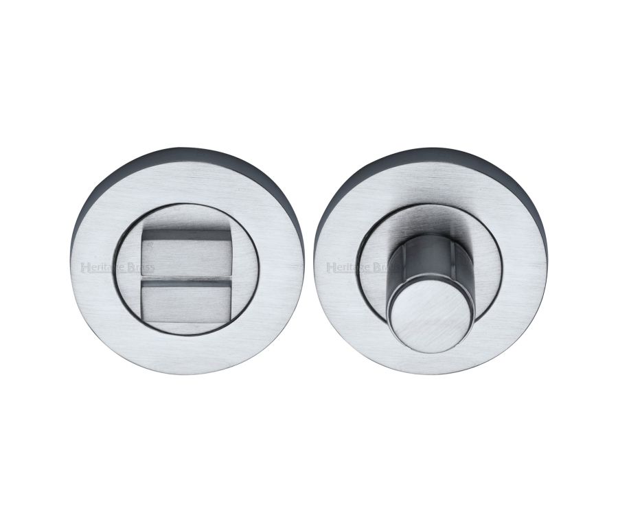 Satin Chrome Round Bathroom Turn & Release - RS2030