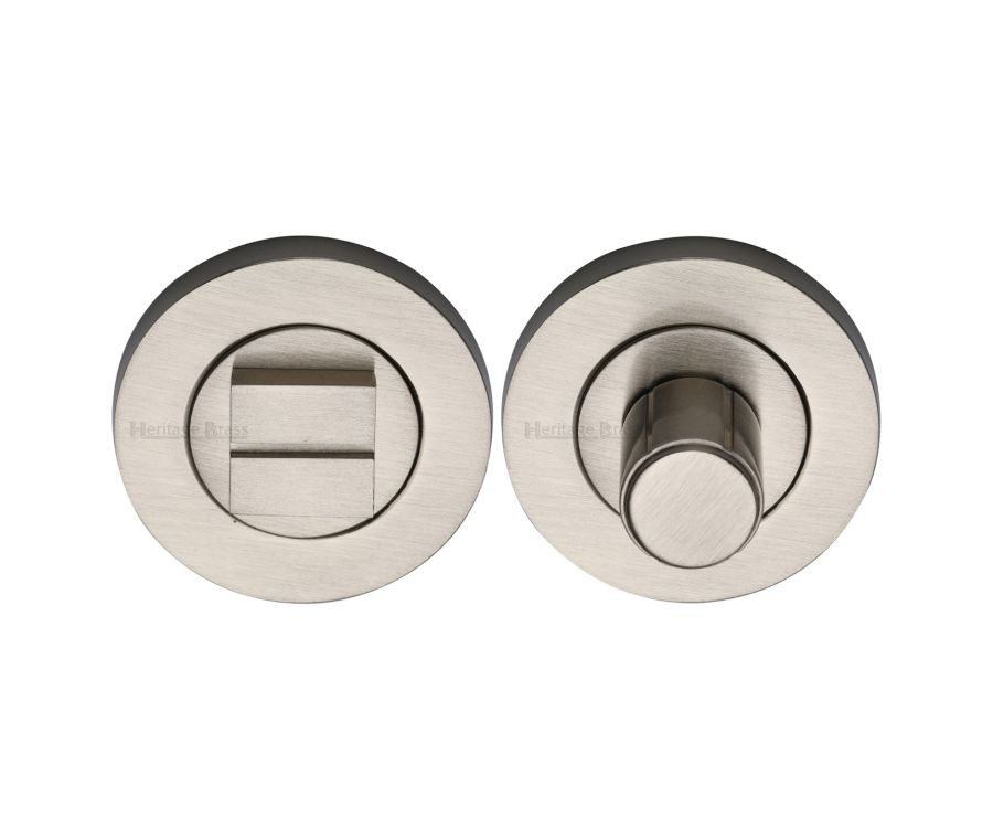 Satin Nickel Round Bathroom Turn & Release - RS2030