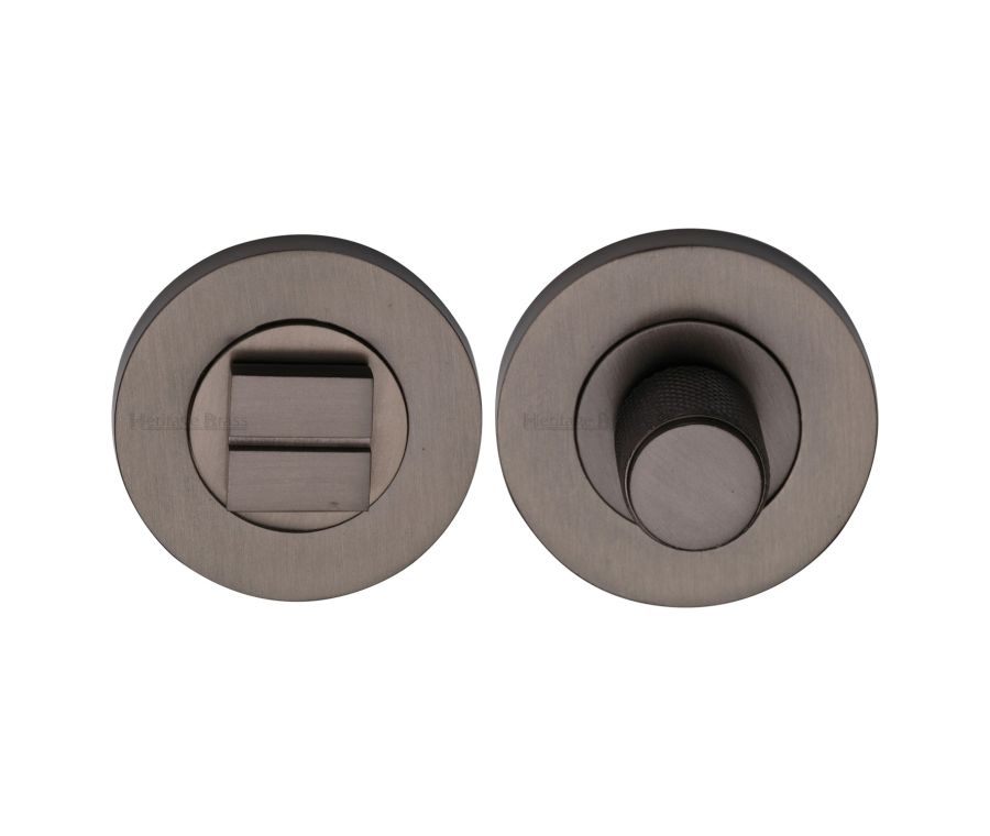 Matt Bronze Round Knurled Bathroom Turn & Release