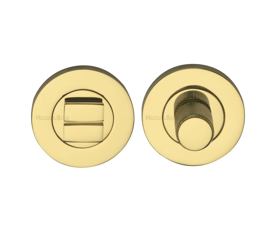 Polished Brass Round Knurled Bathroom Turn & Release