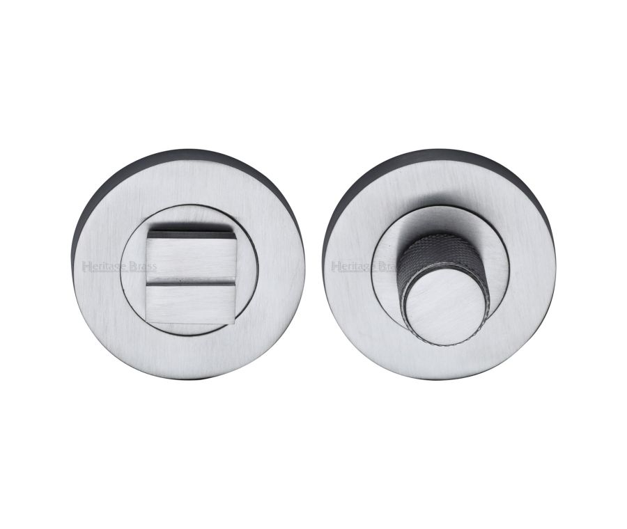 Satin Chrome Round Knurled Bathroom Turn & Release