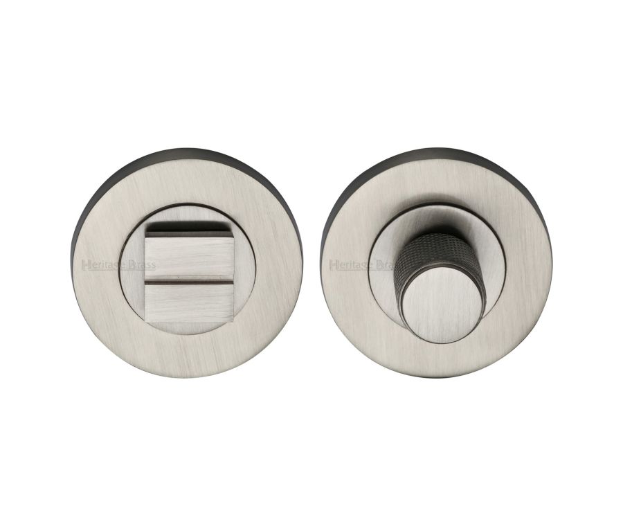Satin Nickel Round Knurled Bathroom Turn & Release