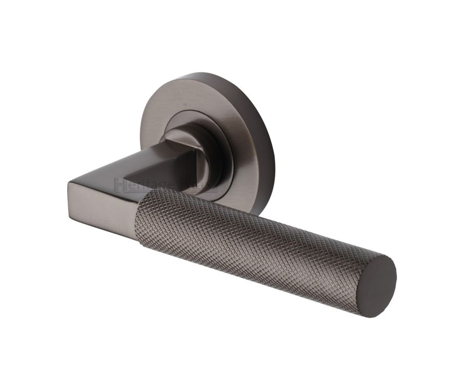 Matt Bronze Signac Door Handle on Round Rose