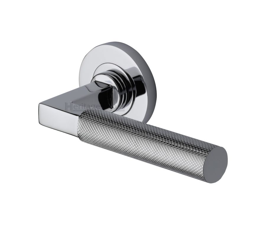 Polished Chrome Signac Door Handle on Round Rose