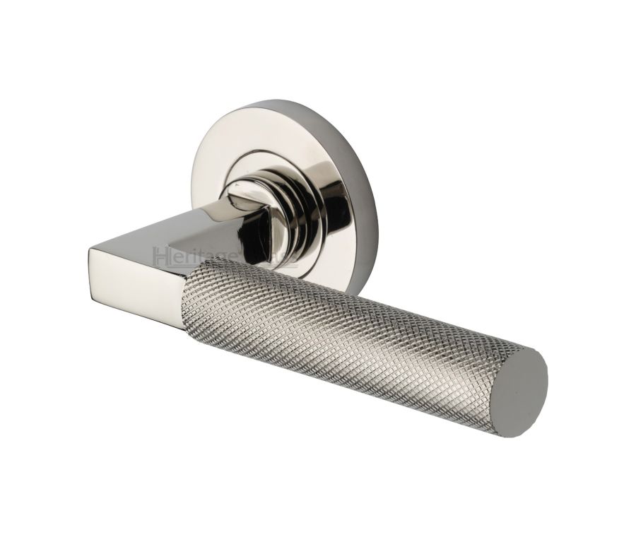Polished Nickel Finish Signac Door Handle on Round Rose