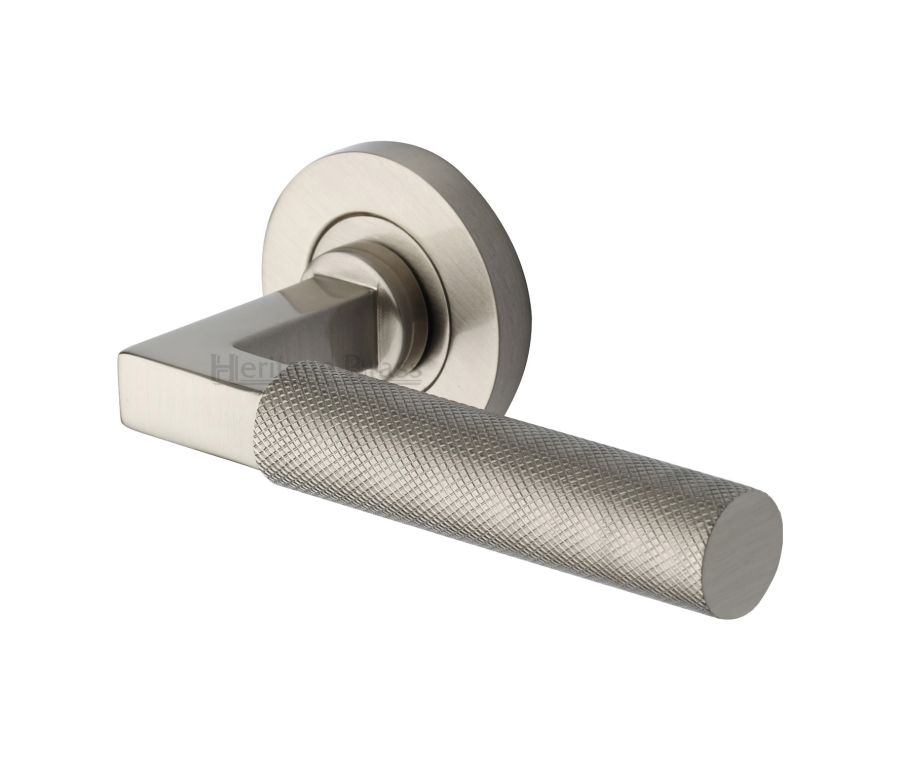 Satin Nickel Signac Door Handle on Round Rose