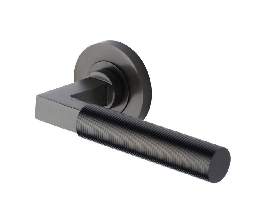 Matt Bronze Spectral Door Handle on Round Rose