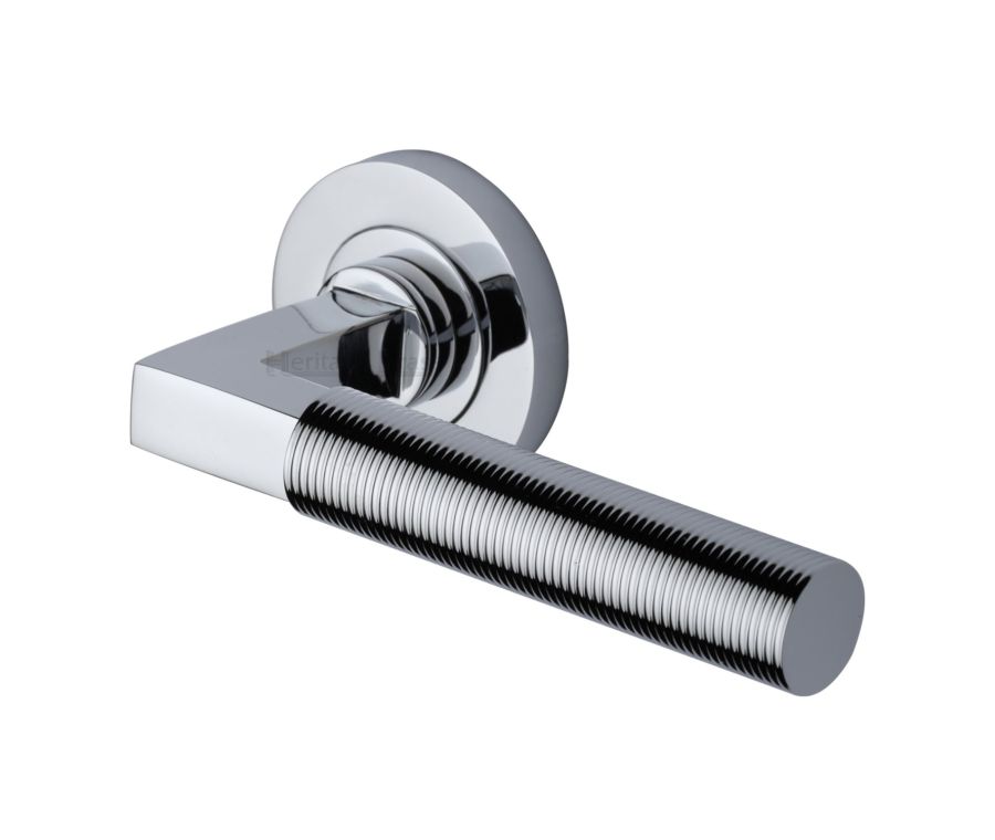 Polished Chrome Spectral Door Handle on Round Rose