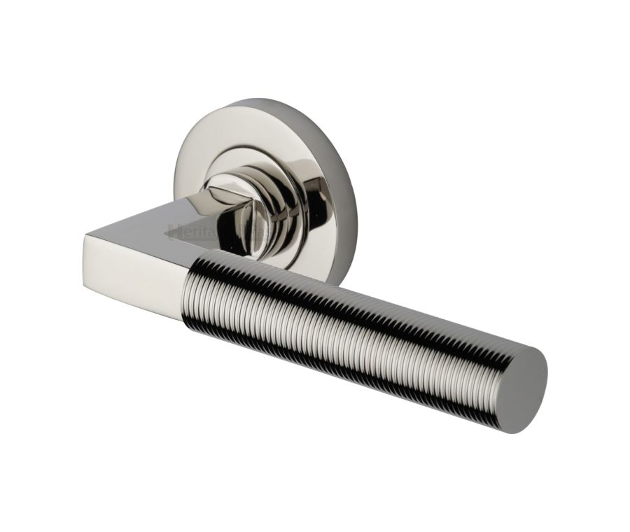 Polished Nickel Finish Spectral Door Handle on Round Rose