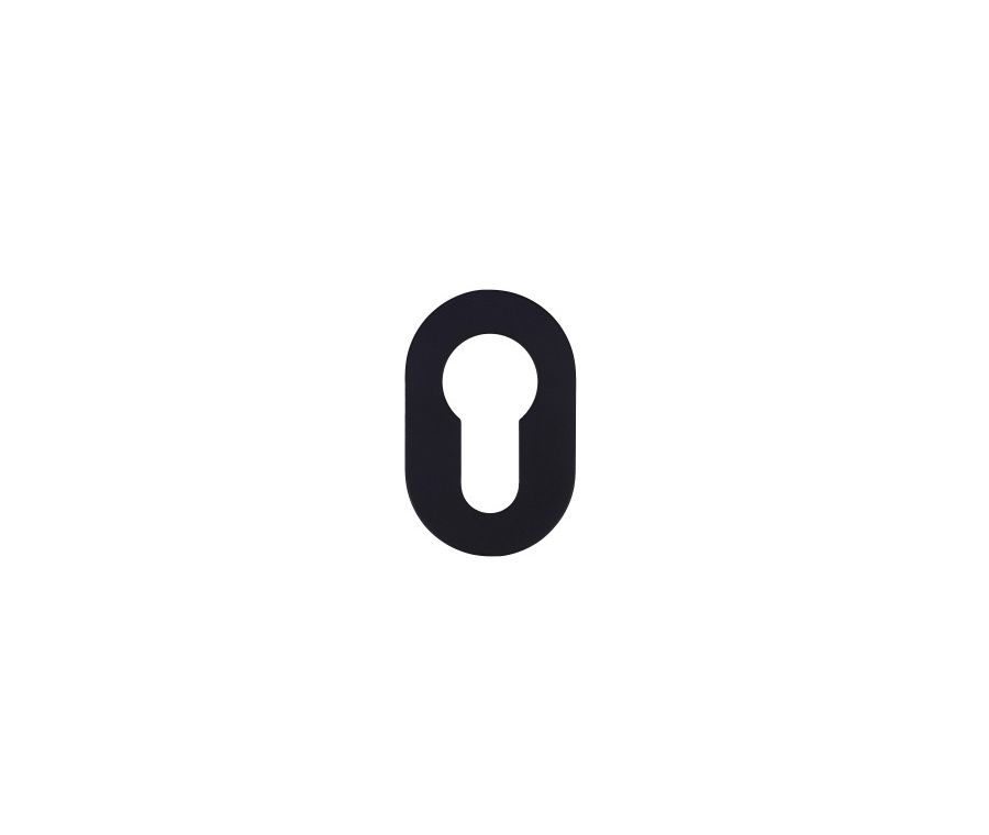 Powder Coat Black Rosso Mini Euro Key Escutcheon - 50x32mm