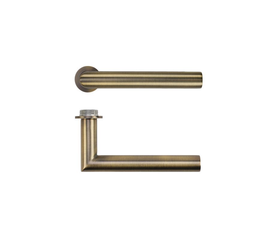 Antique Brass Lugano Lever on 32mm Round Mini Rose | RT010-MINI-AB
