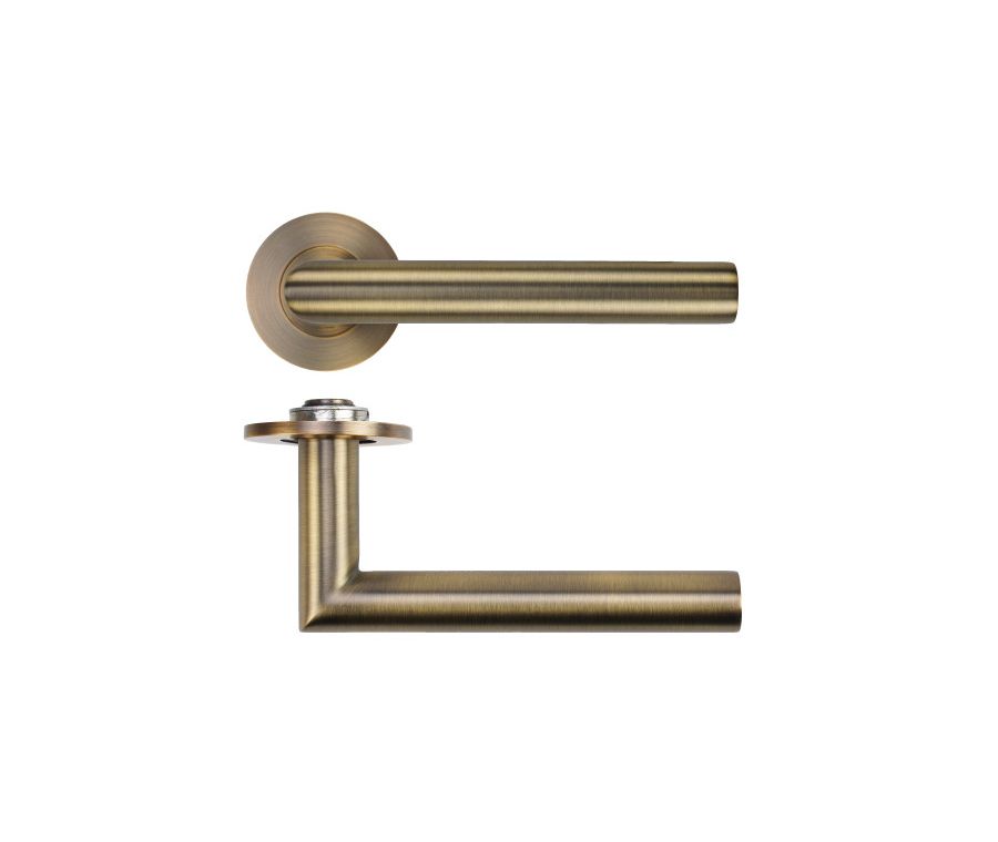 Antique Brass Lugano Lever on 4mm Round Slim Rose | RT010-SLIM-AB