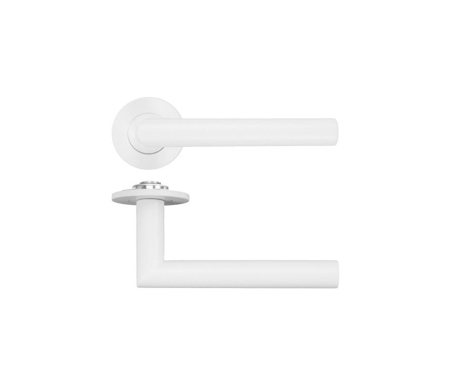 Matt White Lugano Lever on 4mm Round Slim Rose | RT010-SLIM-PCW