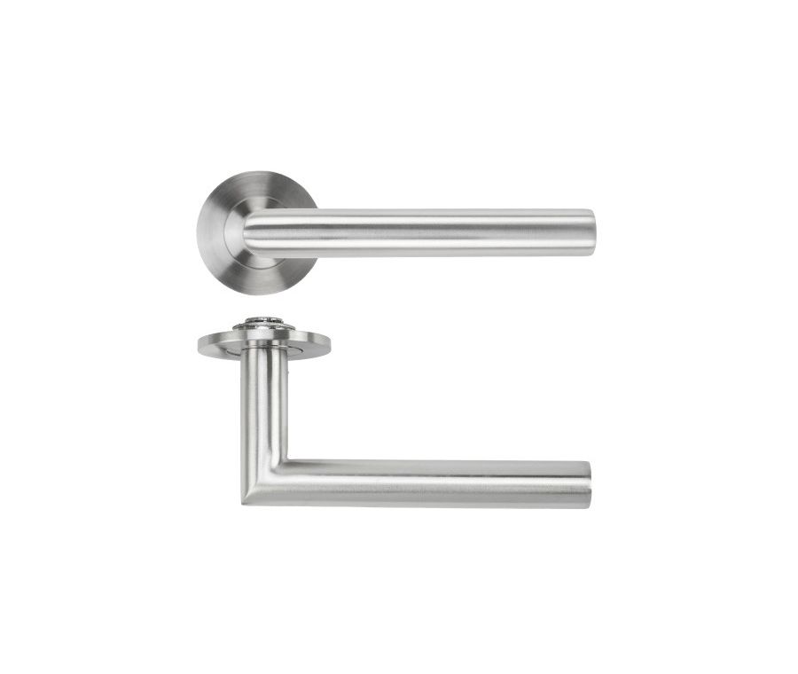 Satin Stainless Steel Lugano Lever on 4mm Round Slim Rose | RT010-SLIM-SSS