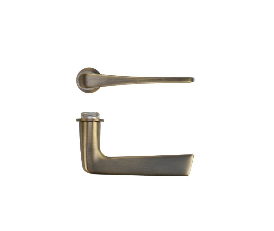 Antique Brass Como Lever on 32mm Round Mini Rose | RT020-MINI-AB