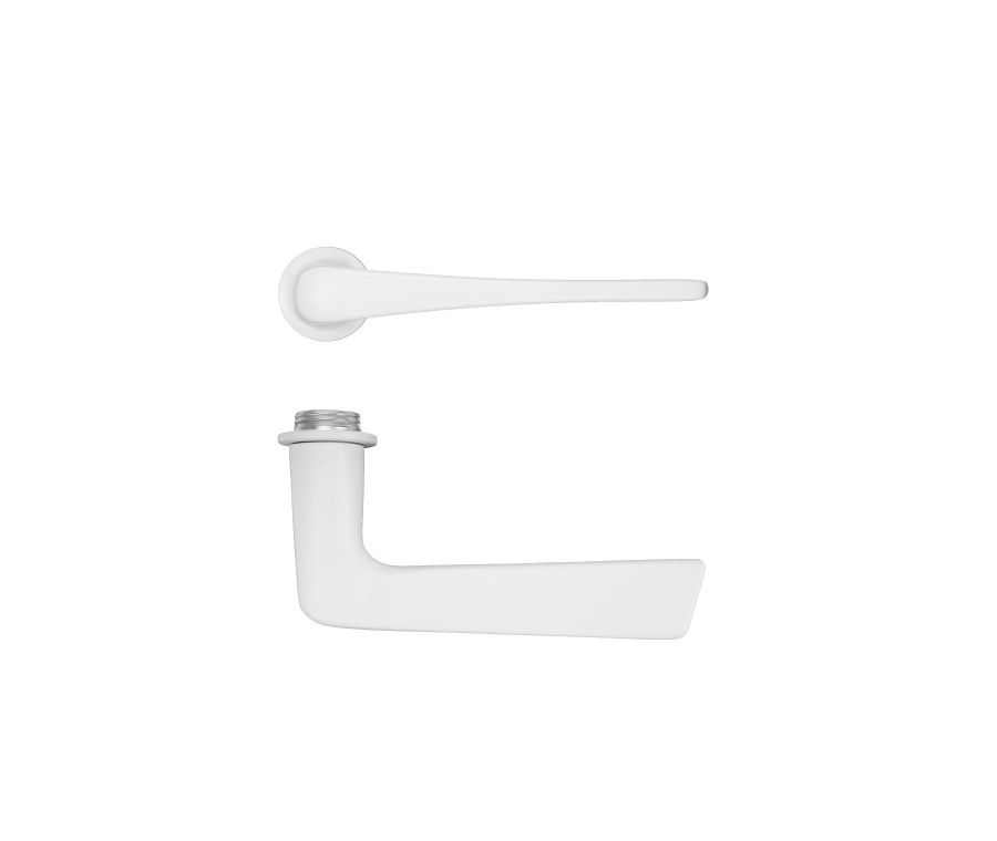 Powder Coat White Como Lever on 32mm Round Mini Rose | RT020-MINI-PCW