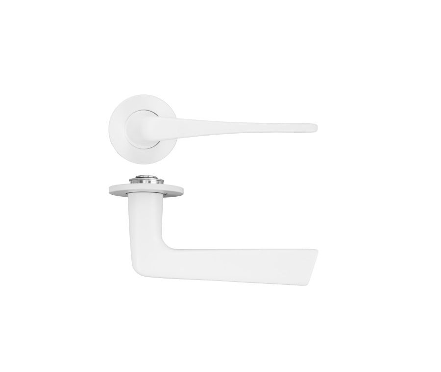 Matt White Como Lever on 4mm Round Slim Rose | RT020-SLIM-PCW