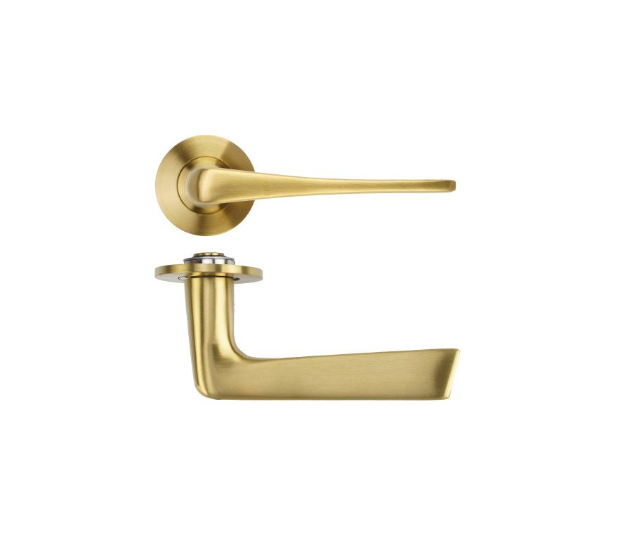 Satin Brass PVD Como Lever on 4mm Round Slim Rose | RT020-SLIM-SBPVD