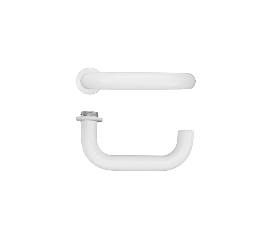 Powder Coat White Maggiore Lever on 32mm Round Mini Rose | RT030-MINI-PCW