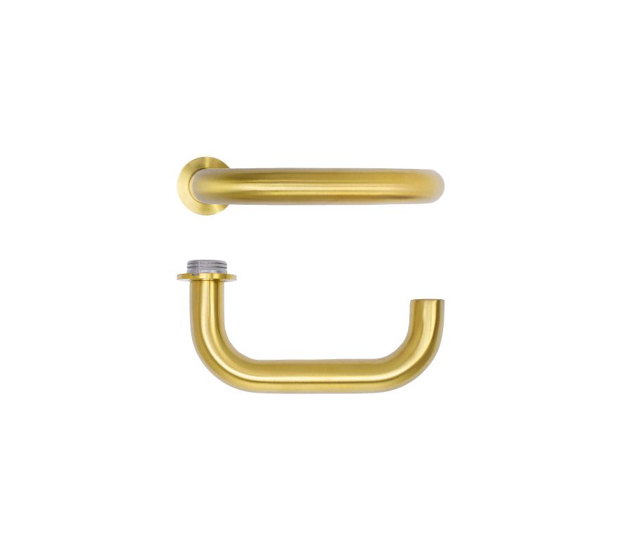PVD Satin Brass Maggiore Lever on 32mm Round Mini Rose | RT030-MINI-PVDSB
