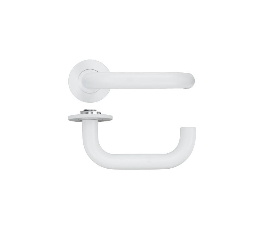 Matt White Maggiore Lever on 4mm Round Slim Rose | RT030-SLIM-PCW