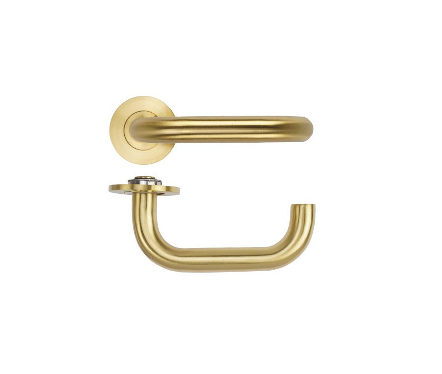 Satin Brass PVD Maggiore Lever on 4mm Round Slim Rose | RT030-SLIM-PVDSB