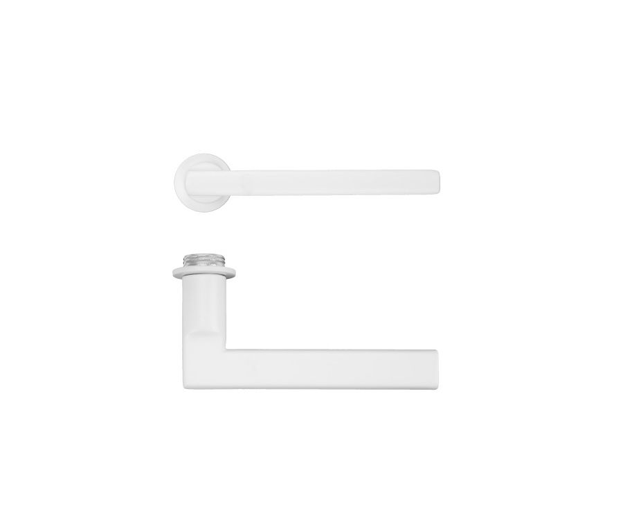 Powder Coat White Varese Lever on 32mm Round Mini Rose | RT040-MINI-PCW