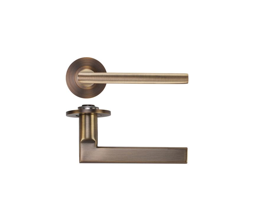 Antique Brass Varese Lever on 4mm Round Slim Rose | RT040-SLIM-AB