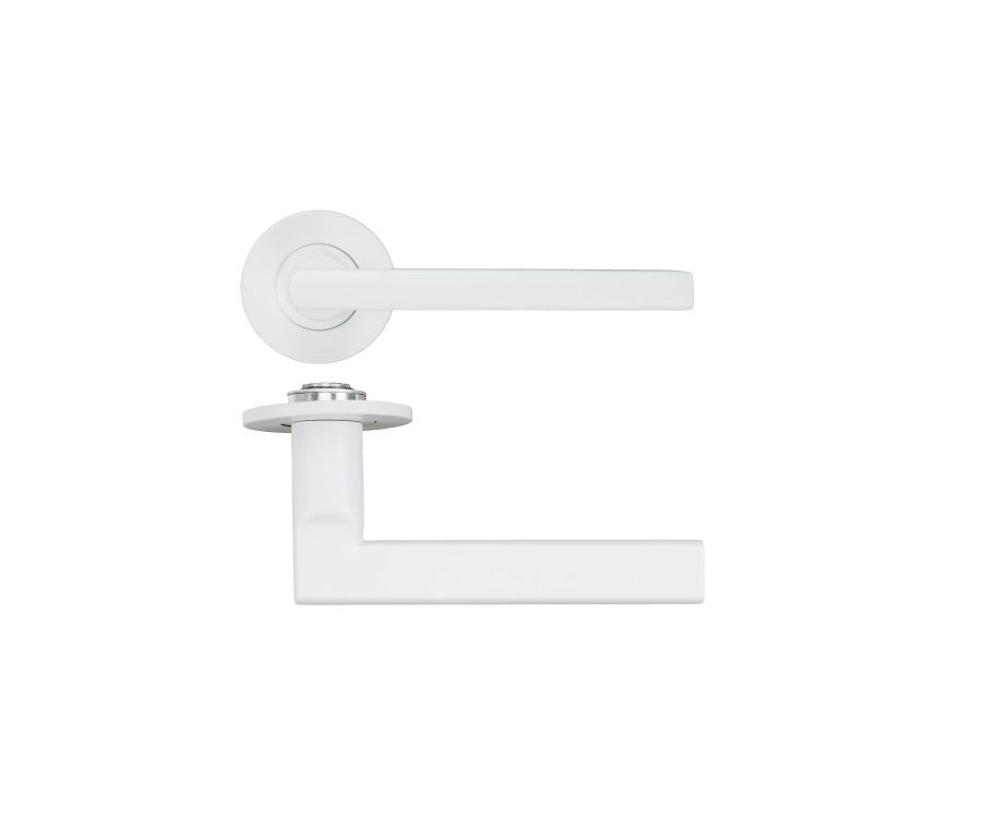 Matt White Varese Lever on 4mm Round Slim Rose | RT040-SLIM-PCW