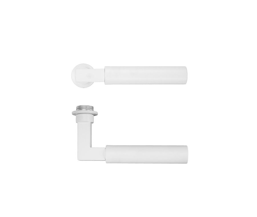 Powder Coat White Garda Lever on 32mm Round Mini Rose | RT050-MINI-PCW
