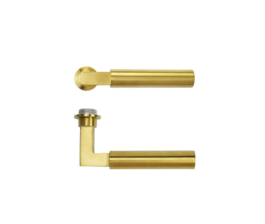 PVD Satin Brass Garda Lever on 32mm Round Mini Rose | RT050-MINI-PVDSB