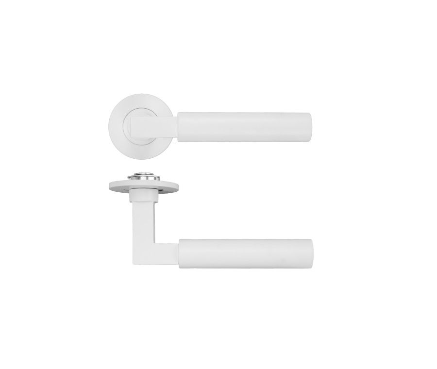 Matt White Garda Lever on 4mm Round Slim Rose | RT050-SLIM-PCW