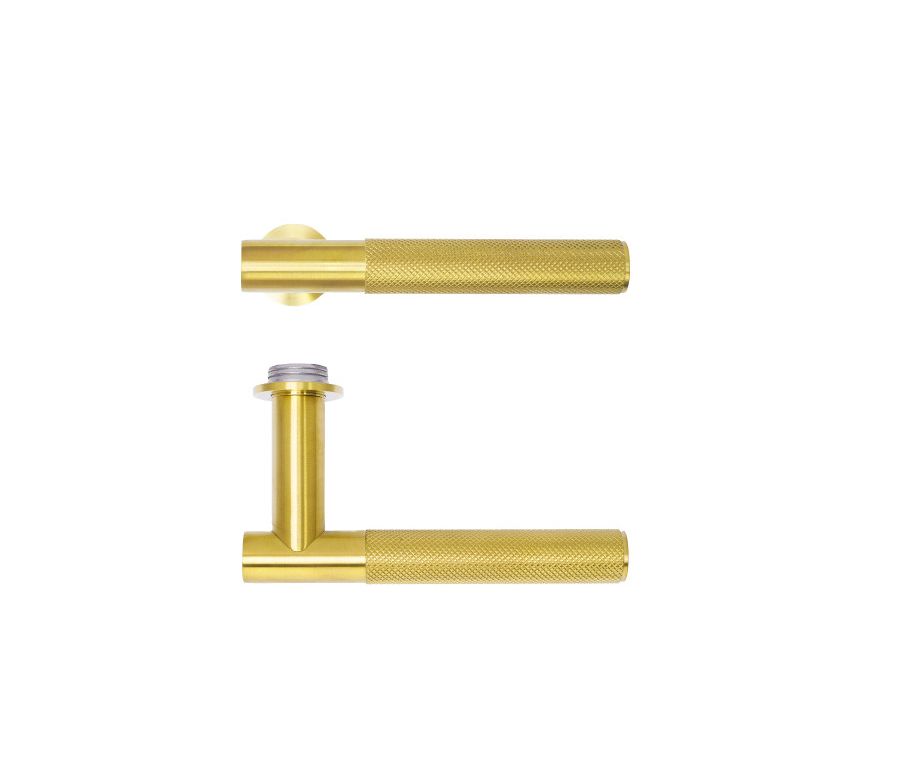 PVD Satin Brass Orta Lever on 32mm Round Mini Rose | RT060-MINI-PVDSB