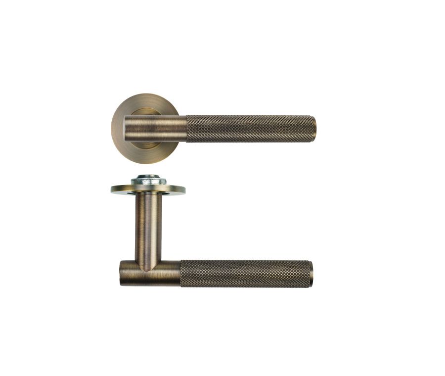 Antique Brass Orta Lever on 4mm Round Slim Rose | RT060-SLIM-AB